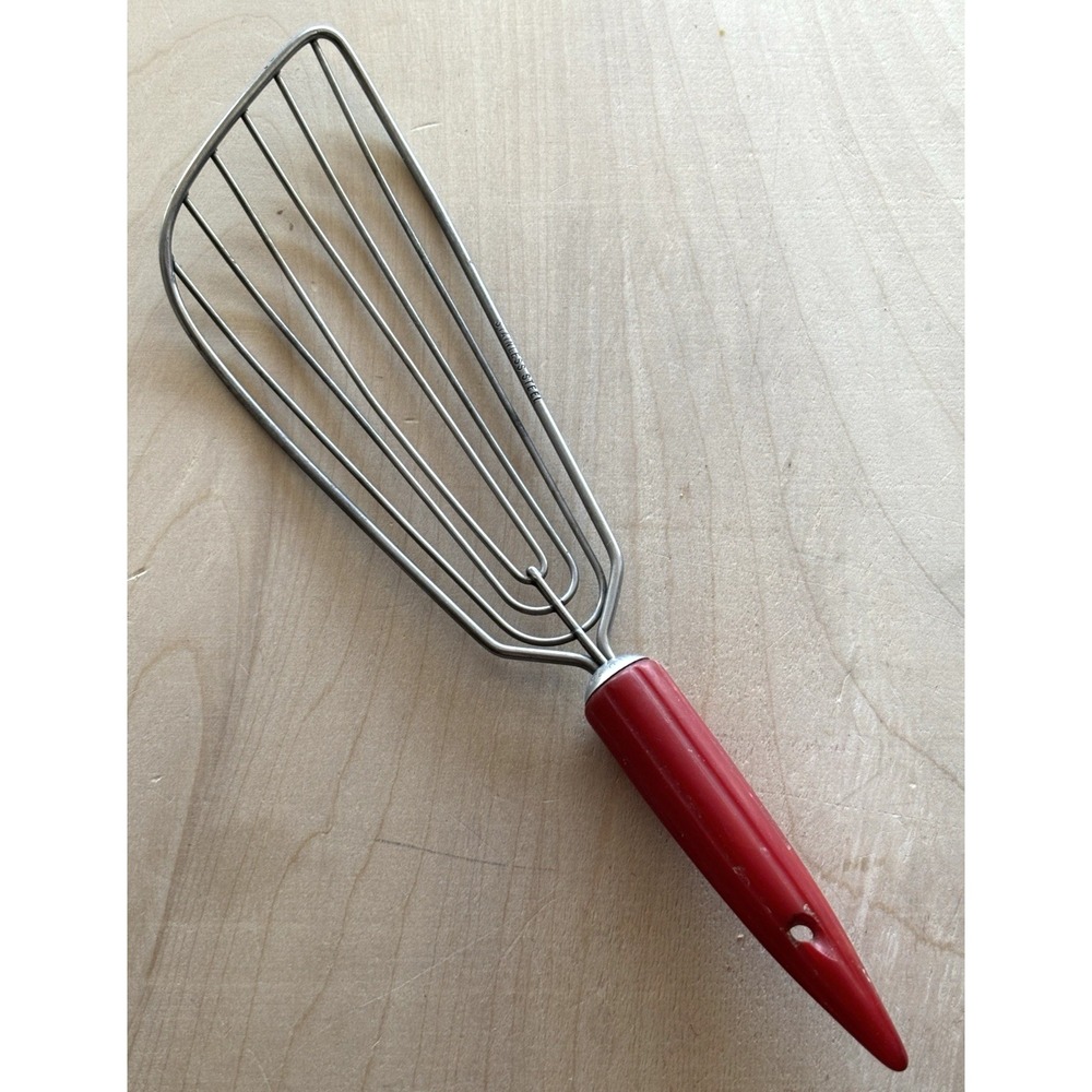 Vintage Androck Beater Spatula Turner Whisk Red Bakelite Bullet Handle Tested
